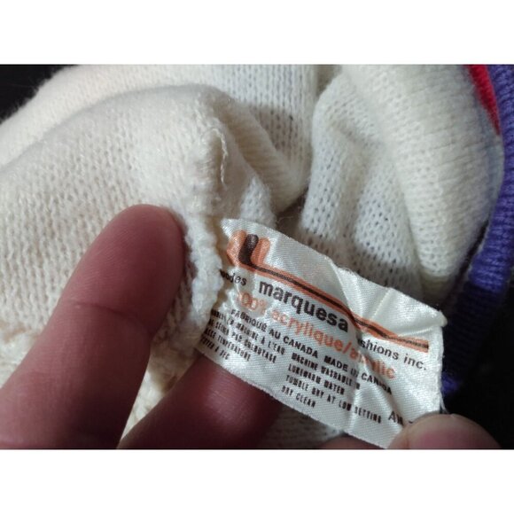 Vintage 80s Montreal Alouettes Beanie Hat Toque pom pom CFL - Picture 4 of 4